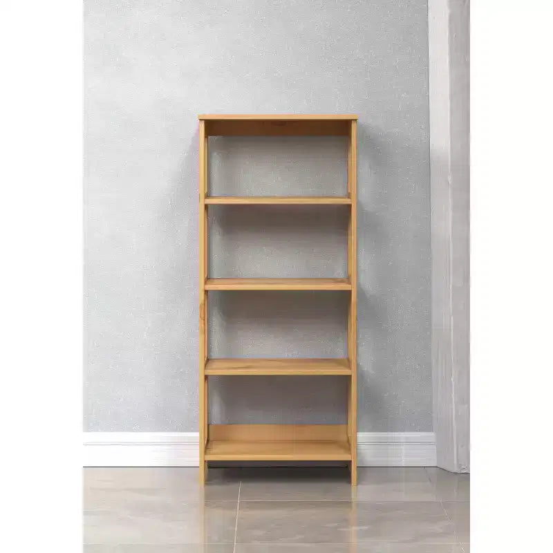 Libreria aperta a 4 ripiani in pino naturale, per utente singolo, vernice miele