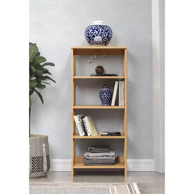 Libreria aperta a 4 ripiani in pino naturale, per utente singolo, vernice miele