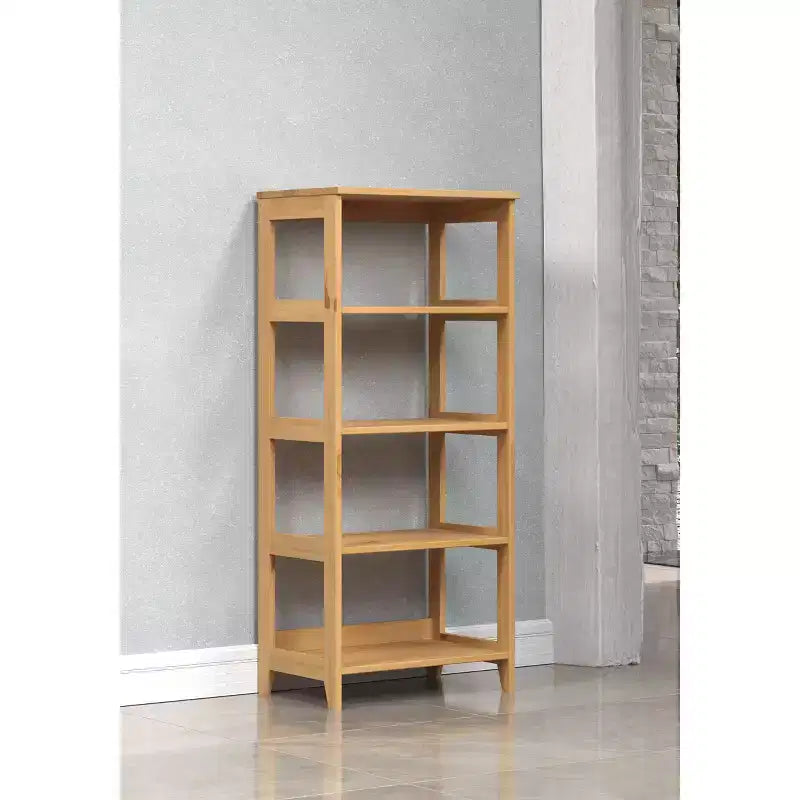 Libreria aperta a 4 ripiani in pino naturale, per utente singolo, vernice miele