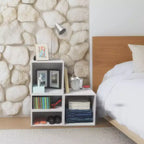 Cubo contenitore impilabile in legno Bianco Neve, set da 2