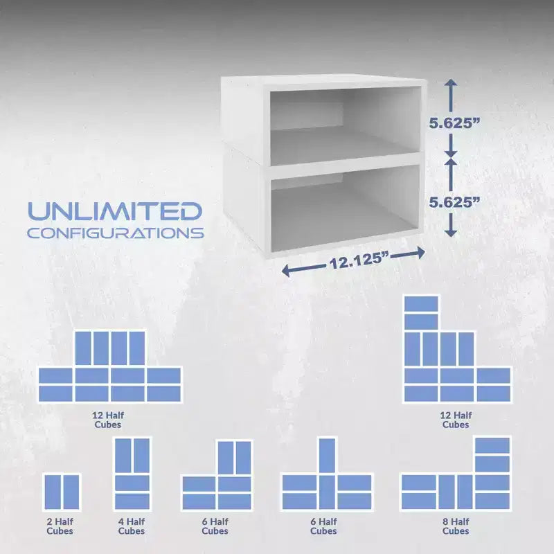 Cubo contenitore impilabile in legno Bianco Neve, set da 2