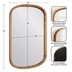 Specchio da parete ovale marrone rustico, da appendere per una persona, cornice in legno