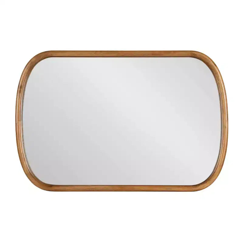 Specchio da parete ovale marrone rustico, da appendere per una persona, cornice in legno