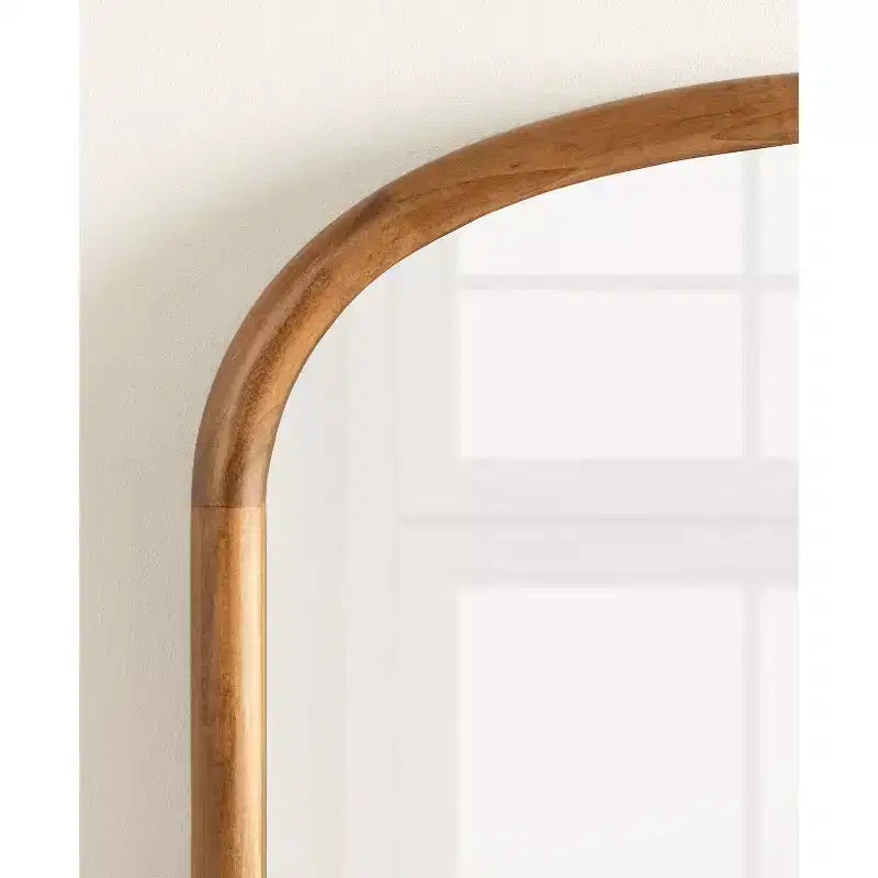Specchio da parete ovale marrone rustico, da appendere per una persona, cornice in legno