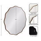 Specchio da parete smerlato rotondo color bronzo, 66 cm, 1 persona