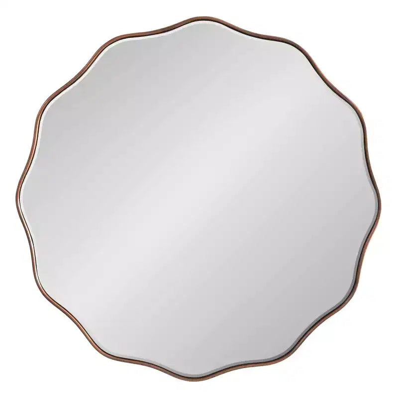 Specchio da parete smerlato rotondo color bronzo, 66 cm, 1 persona