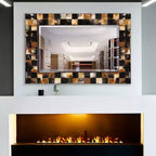 Specchio da parete rettangolare smussato nero e marrone chiaro, 1 persona
