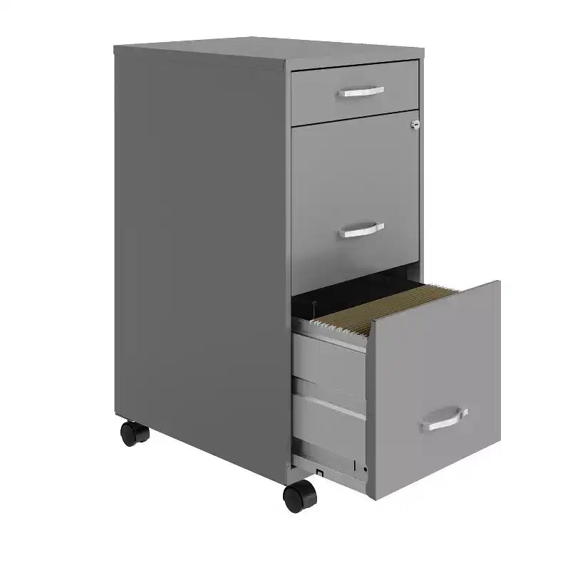 Armadietto verticale portadocumenti mobile Arctic Silver a 3 cassetti, per 1 persona