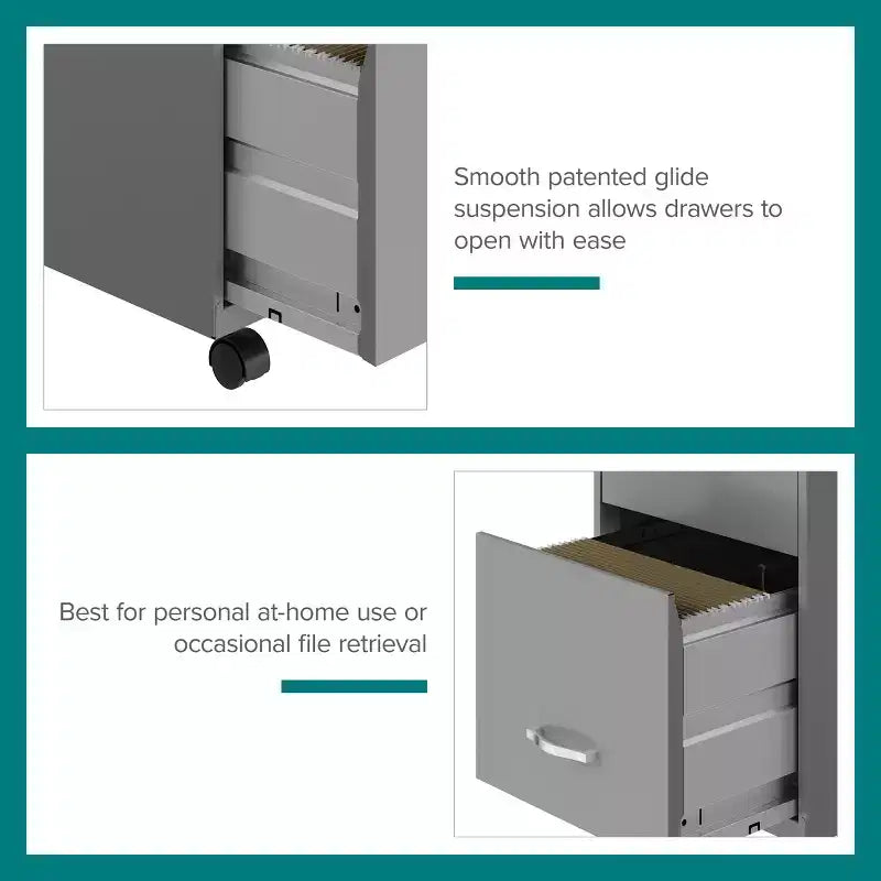 Armadietto verticale portadocumenti mobile Arctic Silver a 3 cassetti, per 1 persona