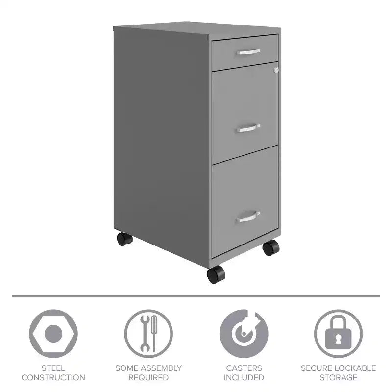 Armadietto verticale portadocumenti mobile Arctic Silver a 3 cassetti, per 1 persona
