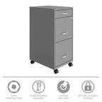 Armadietto verticale portadocumenti mobile Arctic Silver a 3 cassetti, per 1 persona