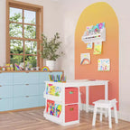 Libreria a muro bianca per bambini con 2 barre artistiche magnetiche, 1 utente