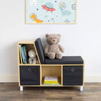 Sedia Angolare per Libri per Bambini in Legno Naturale con Contenitore – 1 Bambino, Set da 5 Pezzi