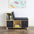 Sedia Angolare per Libri per Bambini in Legno Naturale con Contenitore – 1 Bambino, Set da 5 Pezzi