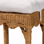 Sgabello da Bar in Rattan con Capesante Colore Miele/Bianco, Sedile Singolo