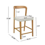 Sgabello da banco imbottito color beige naturale con schienale curvo, set da 2