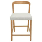 Sgabello da banco imbottito color beige naturale con schienale curvo, set da 2