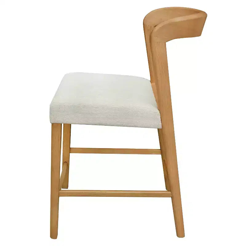 Sgabello da banco imbottito color beige naturale con schienale curvo, set da 2