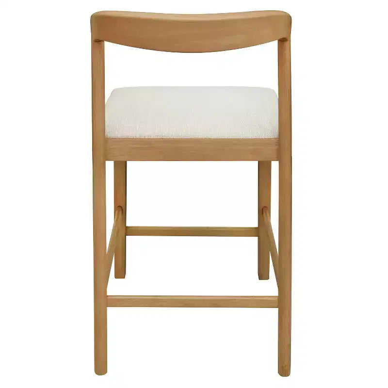 Sgabello da banco imbottito color beige naturale con schienale curvo, set da 2