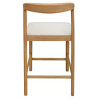 Sgabello da banco imbottito color beige naturale con schienale curvo, set da 2