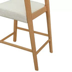 Sgabello da banco imbottito color beige naturale con schienale curvo, set da 2