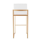 Sgabello da bar con schienale medio in velluto bianco, struttura in metallo dorato, set da 3