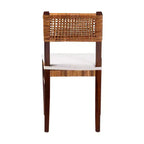 Sedia da pranzo bohémien in rattan e legno miele/bianco/marrone scuro, senza braccioli, per 1 persona