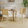 Poltroncina da Pranzo Imbottita Mid-Century Beige con Schienale in Vienna, Set da 2