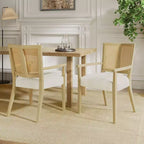 Poltroncina da Pranzo Imbottita Mid-Century Beige con Schienale in Vienna, Set da 2