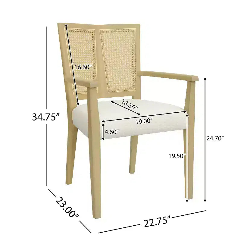 Poltroncina da Pranzo Imbottita Mid-Century Beige con Schienale in Vienna, Set da 2