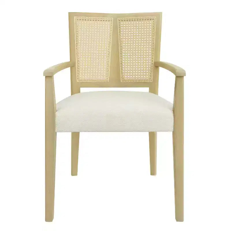 Poltroncina da Pranzo Imbottita Mid-Century Beige con Schienale in Vienna, Set da 2