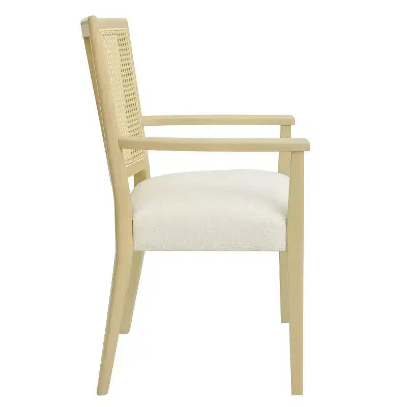 Poltroncina da Pranzo Imbottita Mid-Century Beige con Schienale in Vienna, Set da 2