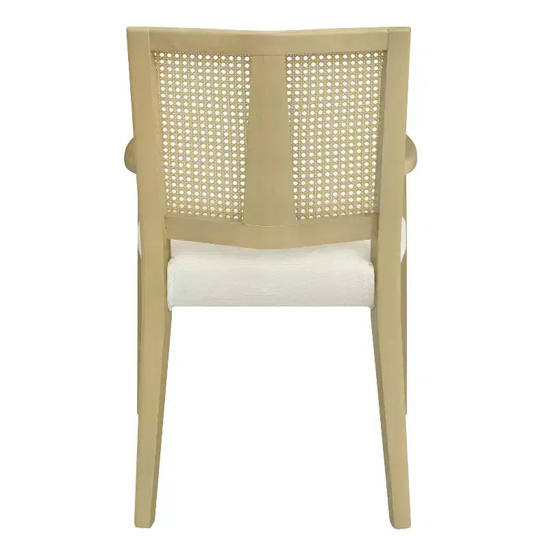 Poltroncina da Pranzo Imbottita Mid-Century Beige con Schienale in Vienna, Set da 2