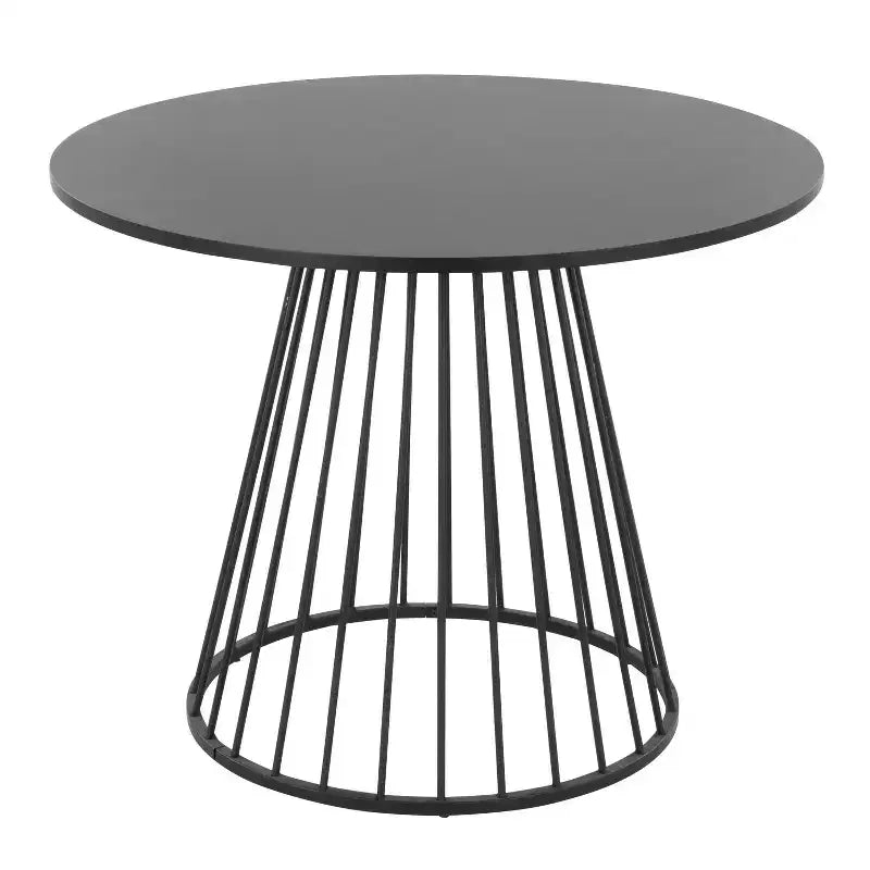 Tavolo da pranzo rotondo nero per 4 persone – Piano in MDF nero e base a piedistallo in metallo