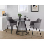 Tavolo da pranzo rotondo nero per 4 persone – Piano in MDF nero e base a piedistallo in metallo