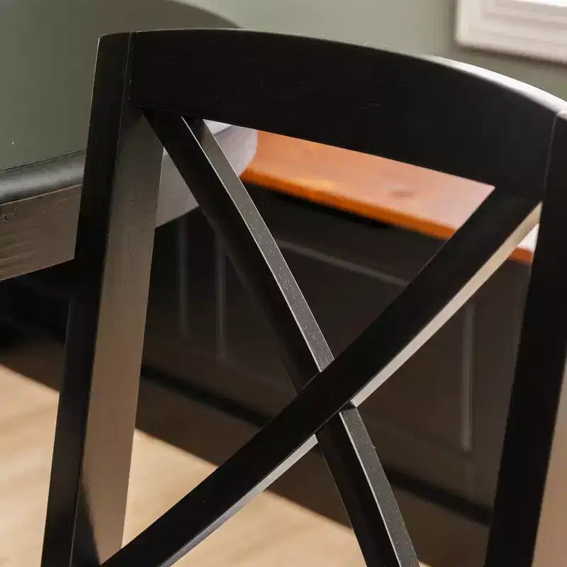 Set da pranzo angolare a 4 posti (4 persone) nero e noce