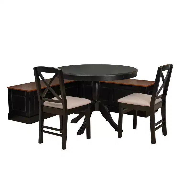 Set da pranzo angolare a 4 posti (4 persone) nero e noce