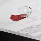 Isola cucina nero opaco e finto marmo bianco con contenitore, uso per 1 persona