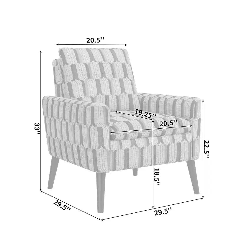Poltrona Mid-Century in Damasco Blu Cobalto e Grigio, 1 Posto