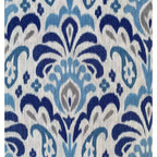 Poltrona Mid-Century in Damasco Blu Cobalto e Grigio, 1 Posto