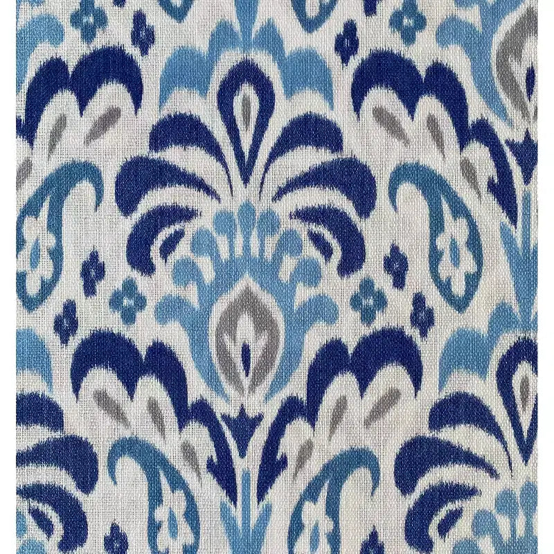 Poltrona Mid-Century in Damasco Blu Cobalto e Grigio, 1 Posto