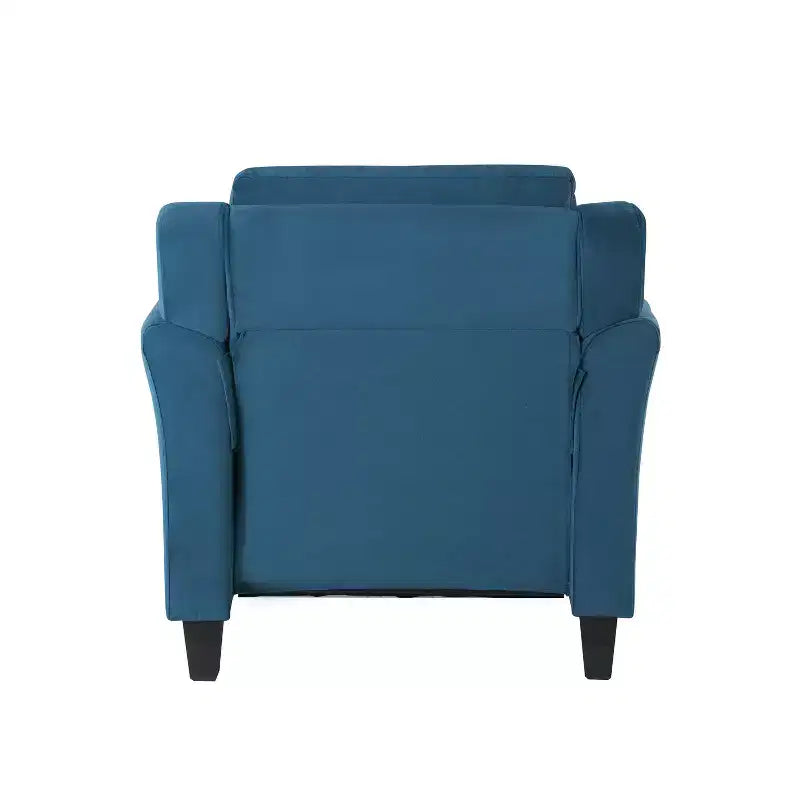 Poltrona d'accento trapuntata in velluto blu con braccioli, seduta singola