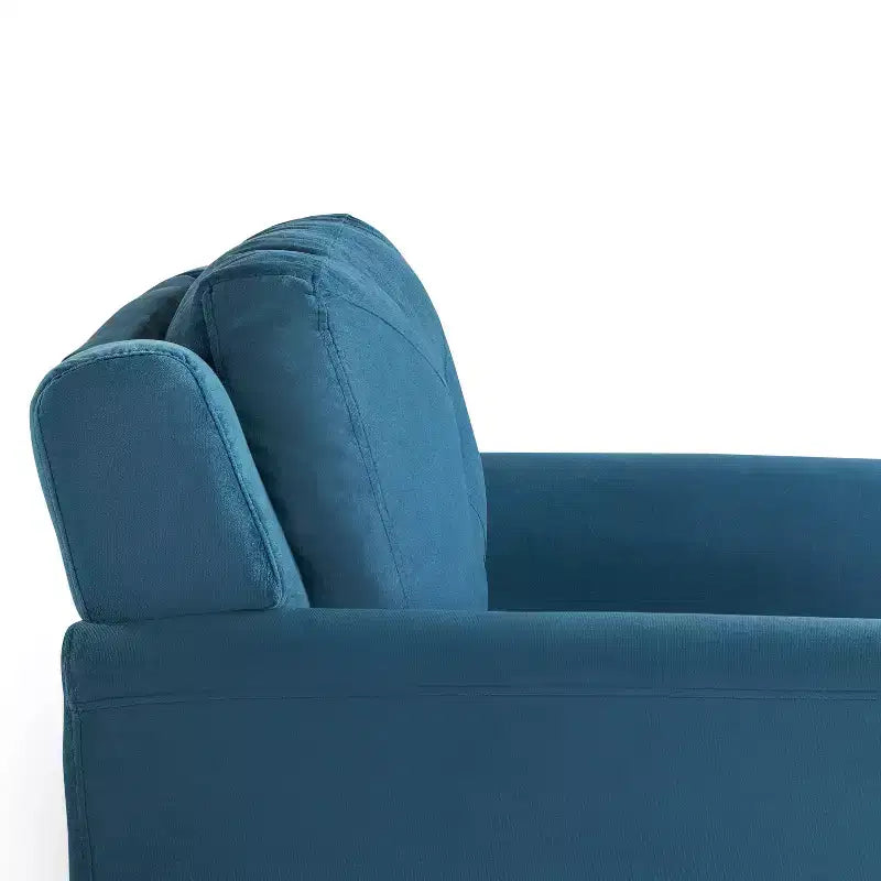 Poltrona d'accento trapuntata in velluto blu con braccioli, seduta singola