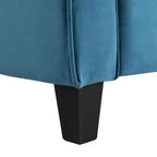 Poltrona d'accento trapuntata in velluto blu con braccioli, seduta singola
