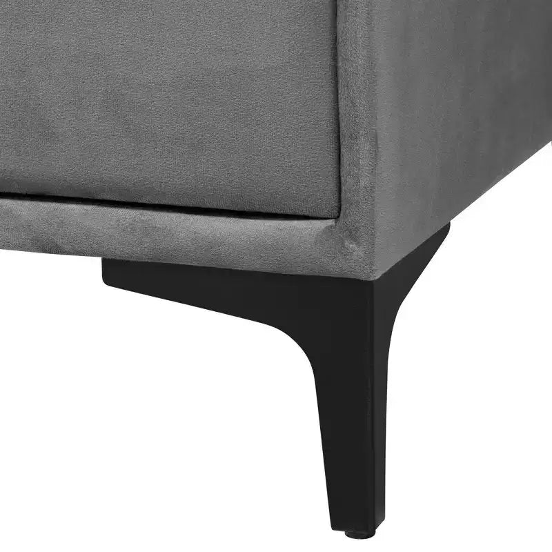 Comò a 6 cassetti in velluto grigio ardesia/nero moderno