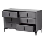 Comò a 6 cassetti in velluto grigio ardesia/nero moderno