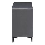 Comò a 6 cassetti in velluto grigio ardesia/nero moderno
