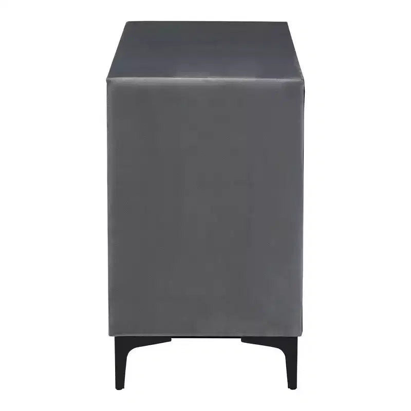 Comò a 6 cassetti in velluto grigio ardesia/nero moderno