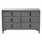 Comò a 6 cassetti in velluto grigio ardesia/nero moderno