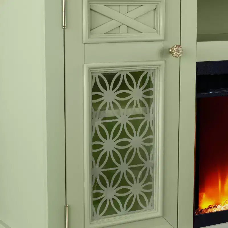 Mobile TV da Cascina Verde con Caminetto Elettrico, 70", Adatto per TV fino a 80"